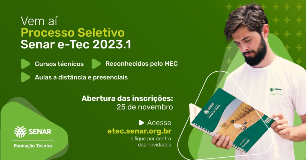 Senar Piauí abre inscrições para cursos técnicos em Agronegócio e Zootecnia
