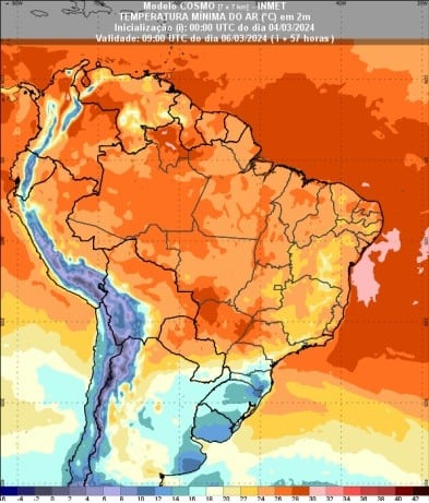 Previsão de temperaturas elevadas no Brasil nos próximos dias
