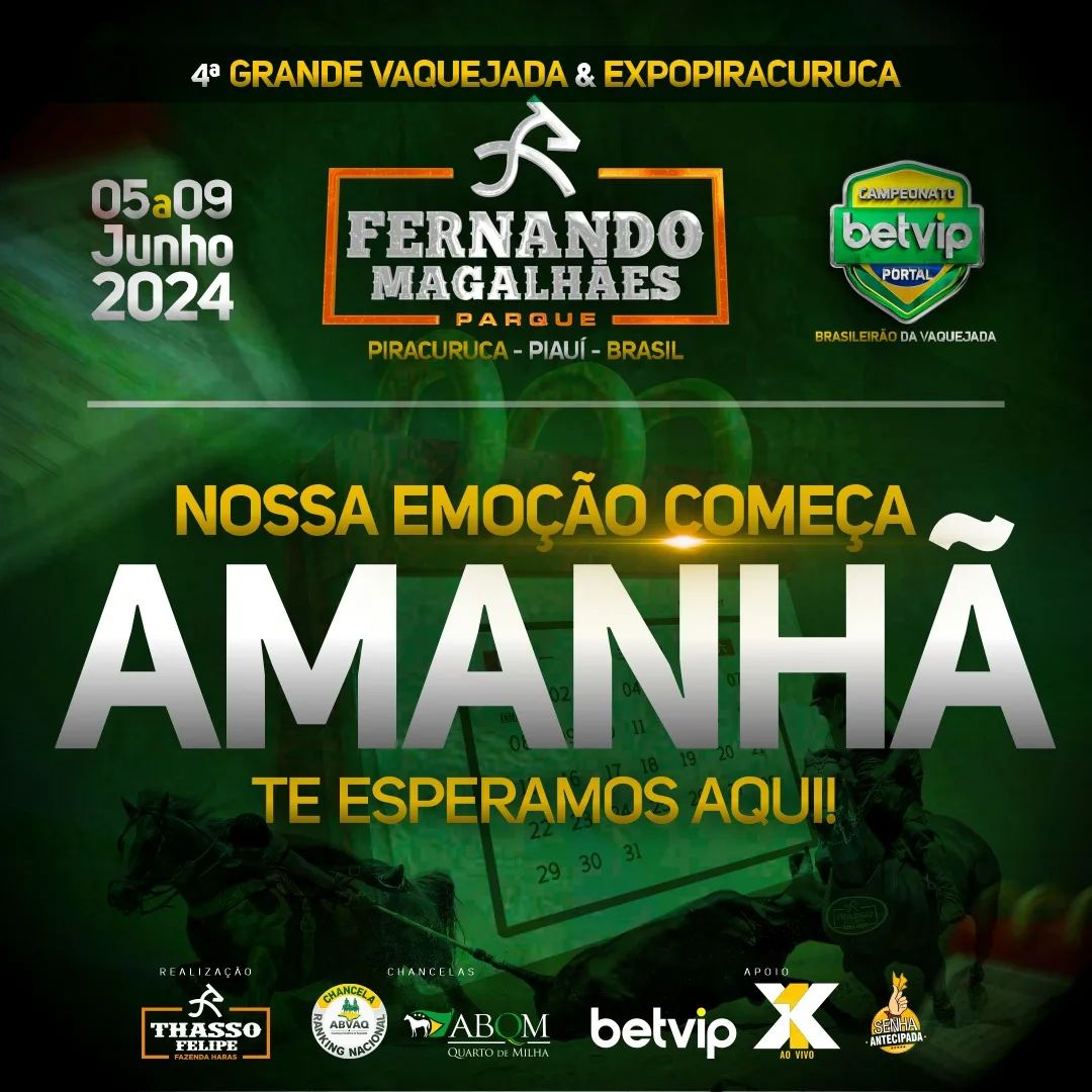4ª Grande Vaquejada & ExpoPiracuruca no Parque Fernando Magalhães começa nesta Quarta-feira (05/06)! 🐎✨