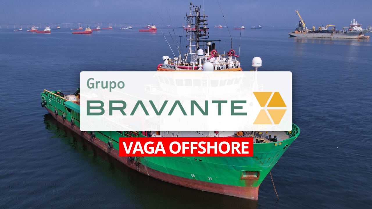 Grupo Bravante divulga vaga offshore para Oficial de Náutica em São Gonçalo (RJ), com escala 28x28 e requisitos técnicos específicos.