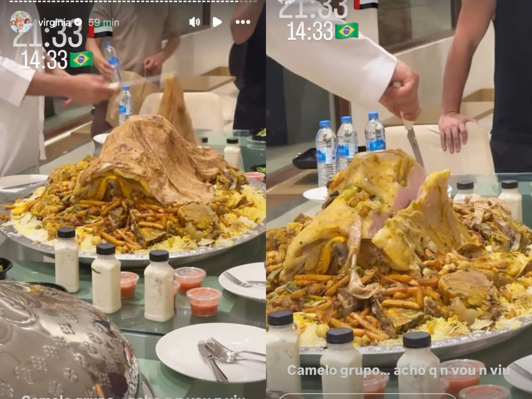 No instagram a influenciadora Virgínia Fonseca postou que o sabor se parece com o de costela e que o arroz tem sabor de ervas. Foto: Reprodução/Instagram