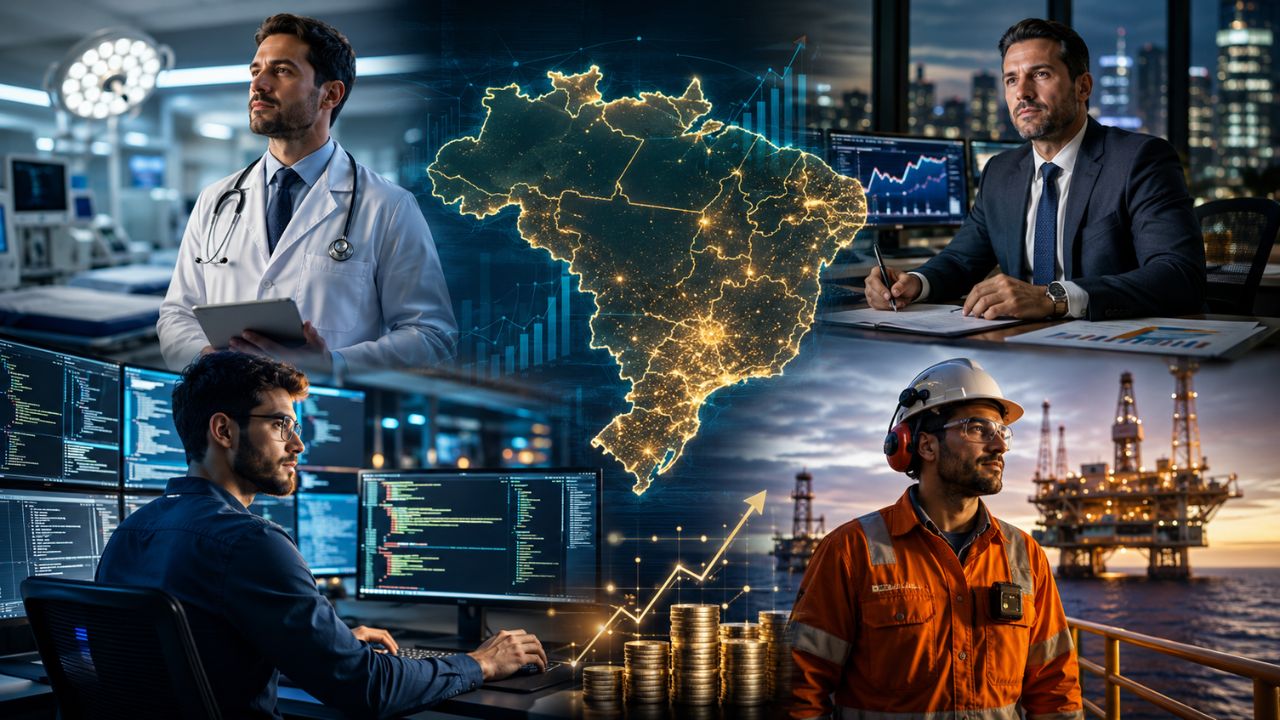Os empregos mais bem remunerados no Brasil estão em tecnologia, medicina, engenharia e cargos de liderança empresarial - Foto: Click Petróleo e Gás / Reprodução.