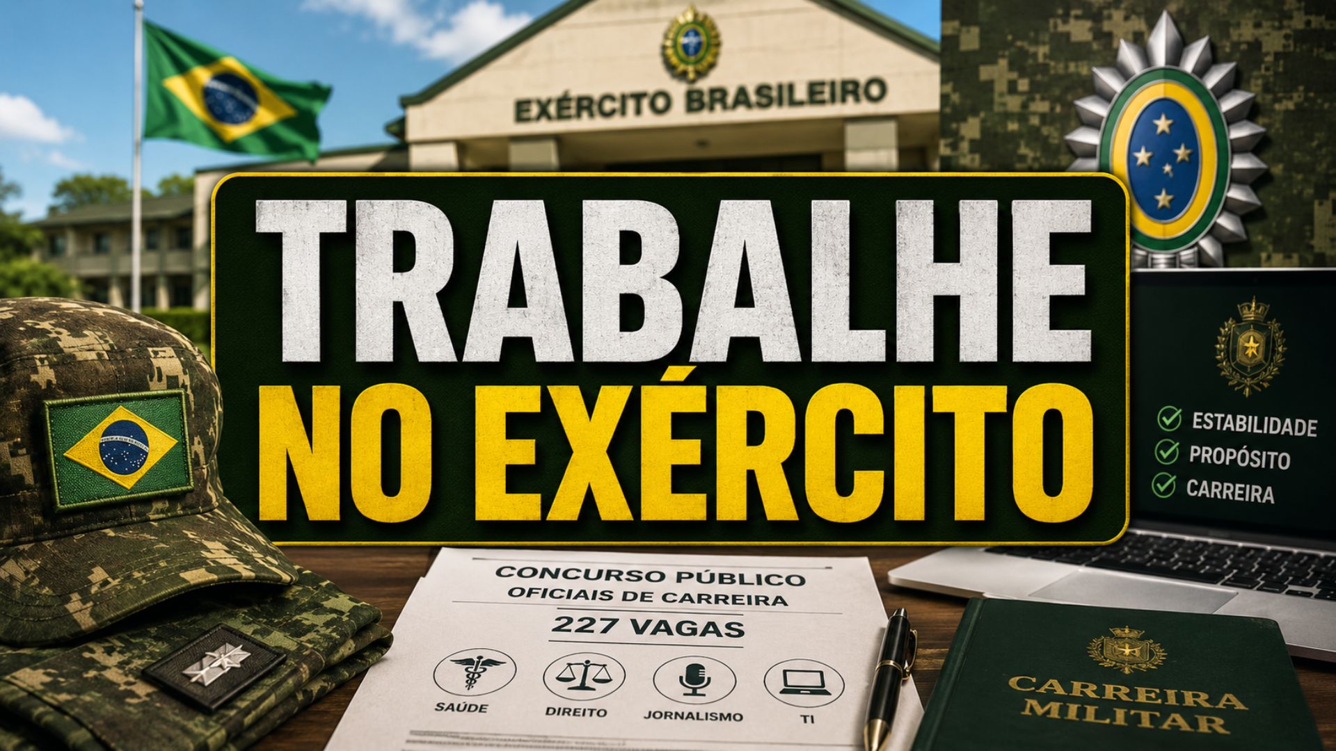 O Exército Brasileiro oferece 227 vagas para oficiais de carreira em Saúde, Direito, Jornalismo e TI, com inscrições abertas até 12 de junho pelo site da Escola de Saúde e Formação Complementar - Foto: Click Petróleo e Gás / Reprodução.