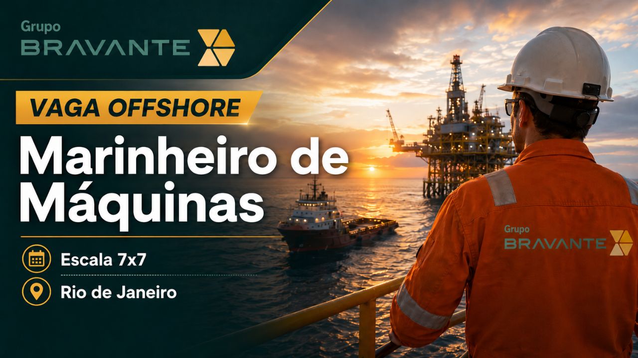 Grupo Bravante oferece vaga offshore para Marinheiro de Máquinas em São Gonçalo (RJ), com escala 7x7 e benefícios - Foto: Click Petróleo e Gás / Reprodução.