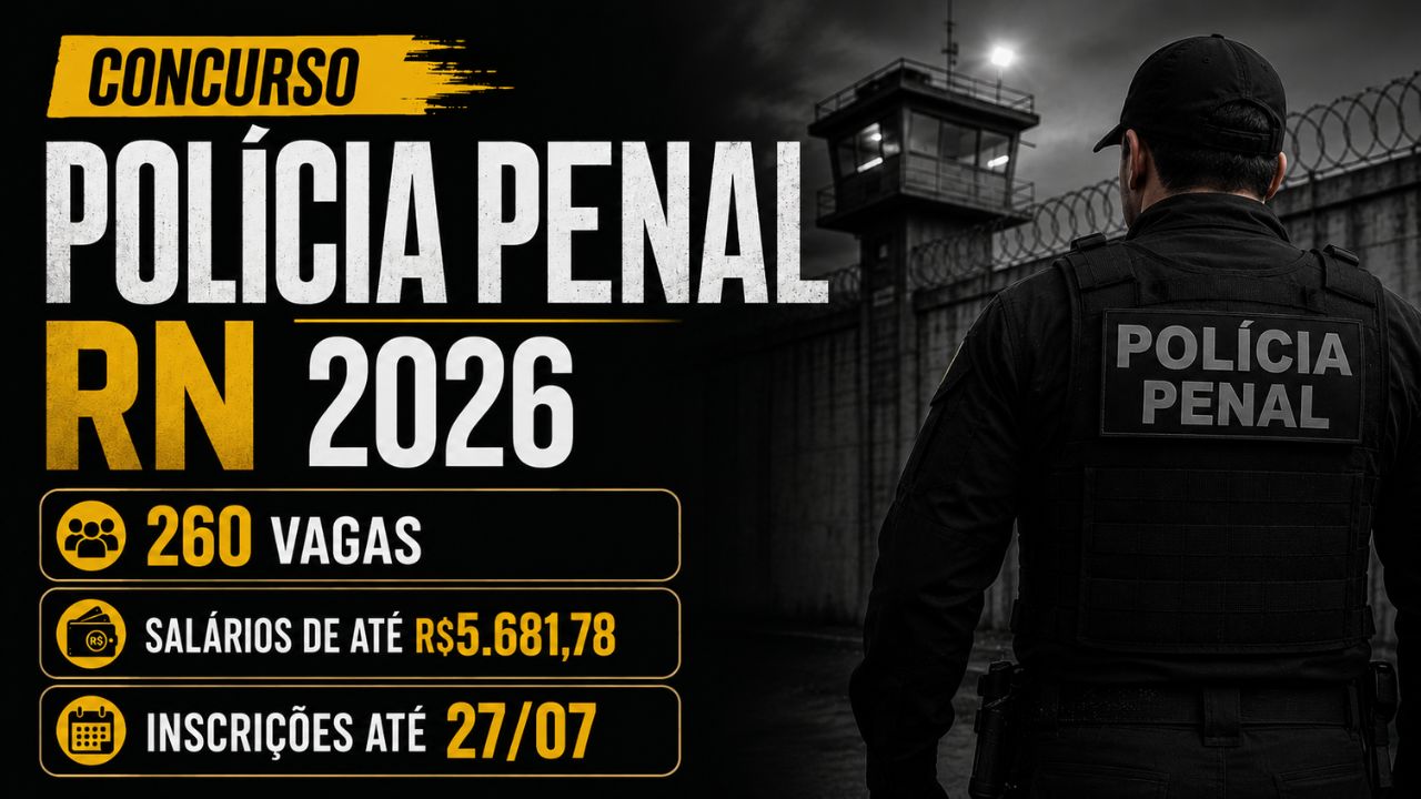 Vagas na Polícia Penal RN São 260 vagas com salários de até R$ 5,6 mil