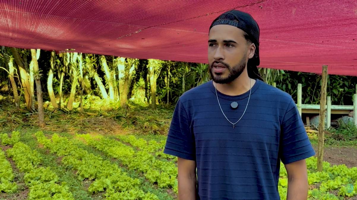 Gabriel, jovem agricultor do extremo sul de São Paulo, aumenta a produção de hortaliças orgânicas, enfrentando desafios logísticos na comercialização e planejando ampliar a distribuição com estrutura coletiva e transporte próprio - Foto: Planeta Campo / Reprodução.